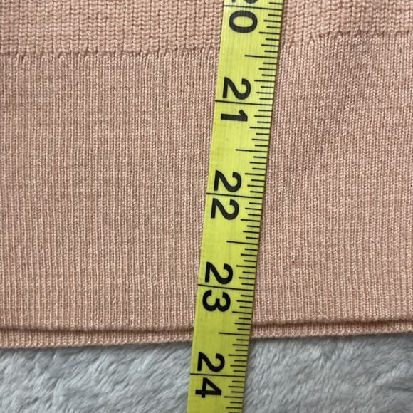 J Crew Merino Wool Blend Sweater Womens M Dusty Pink Ribbed Ruffleneck Preppy - Picture 7 of 7